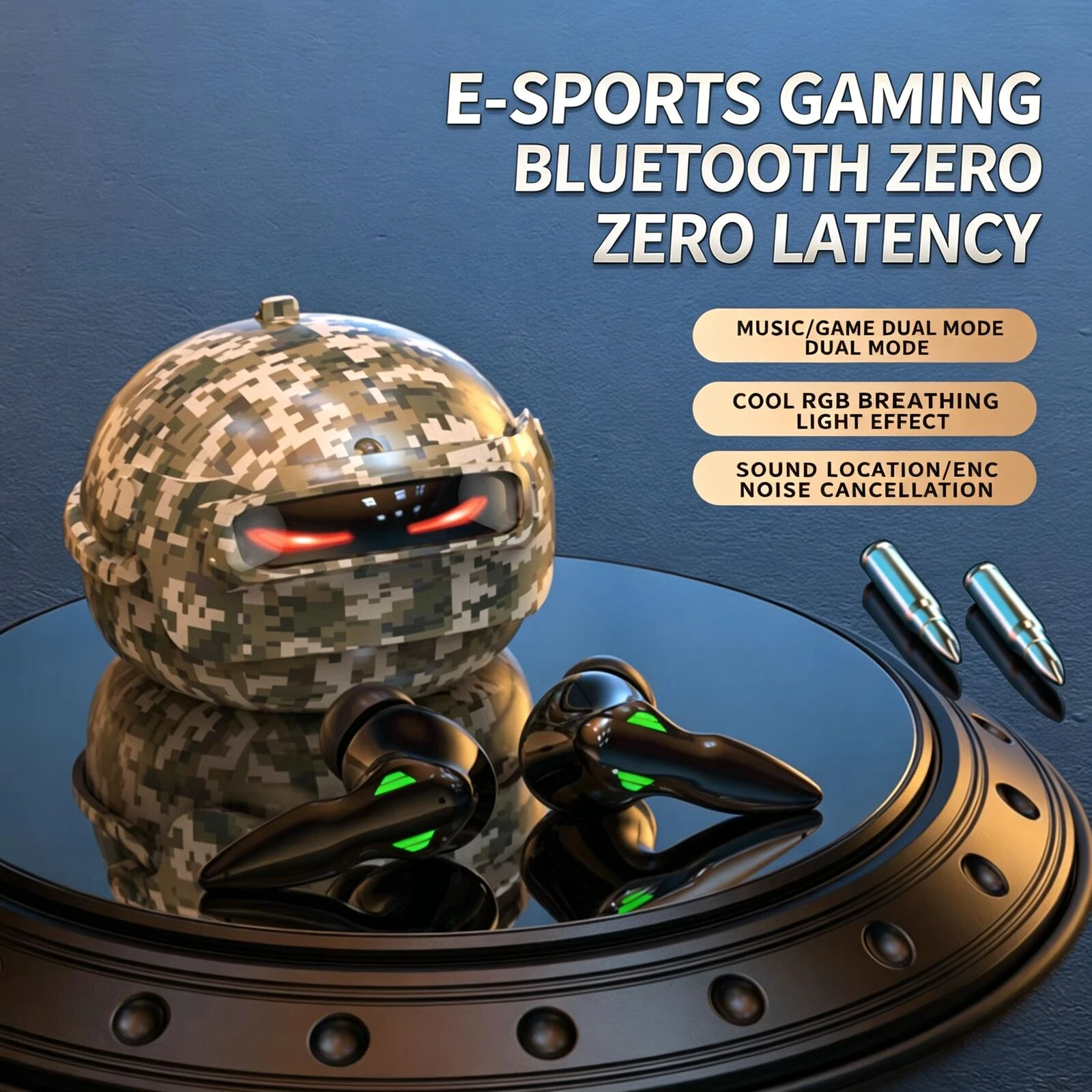 Gaming Headset Rgb - Helm-stijl gaming draadloze oordopjes 45ms lage