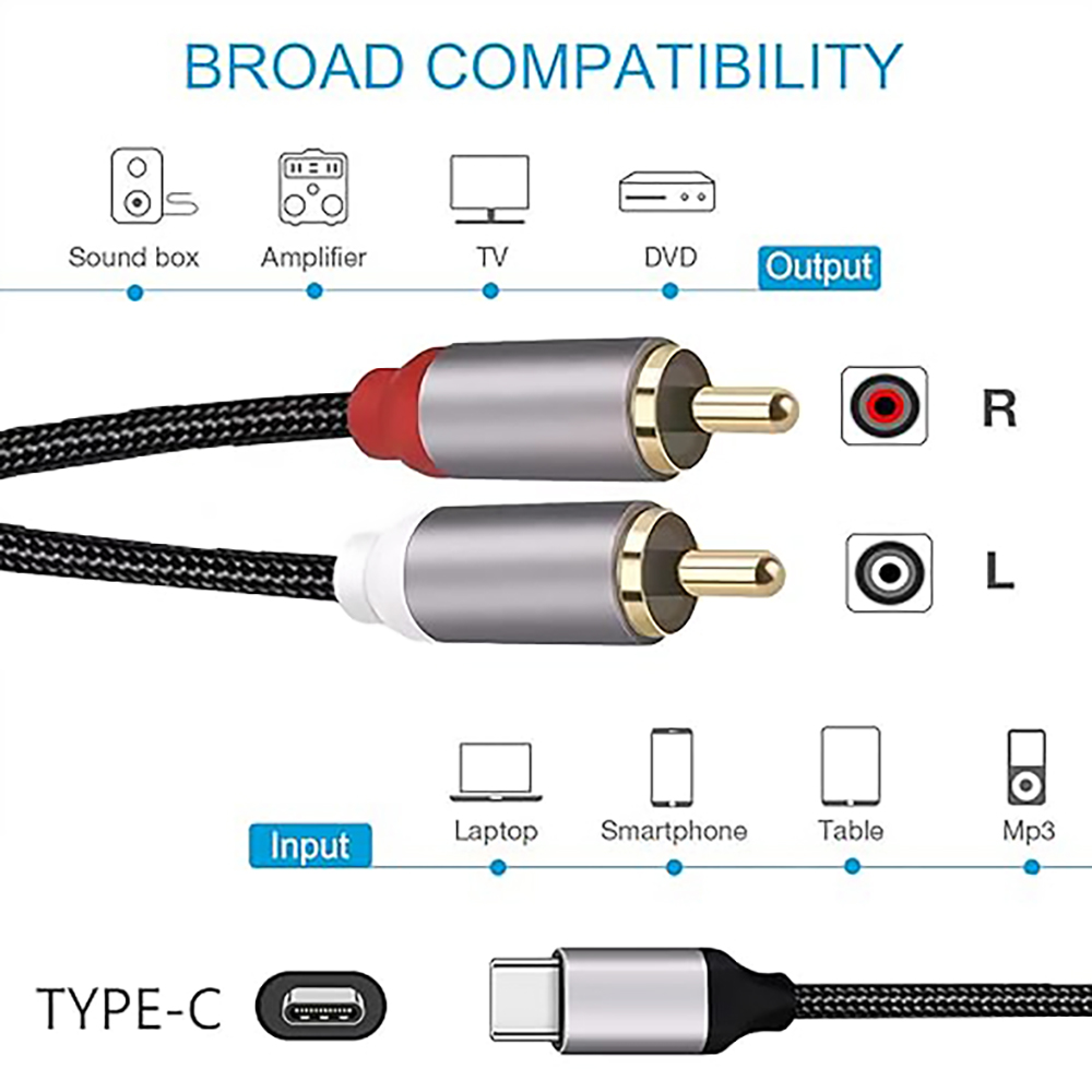 USB C naar 2 RCA-audiokabel, T - Audio Splitter Y recensie en prijs